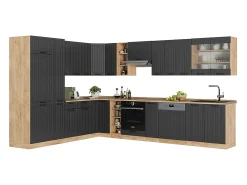 Cocina esquinera gris oscuro 347x60x81.6 fame-line