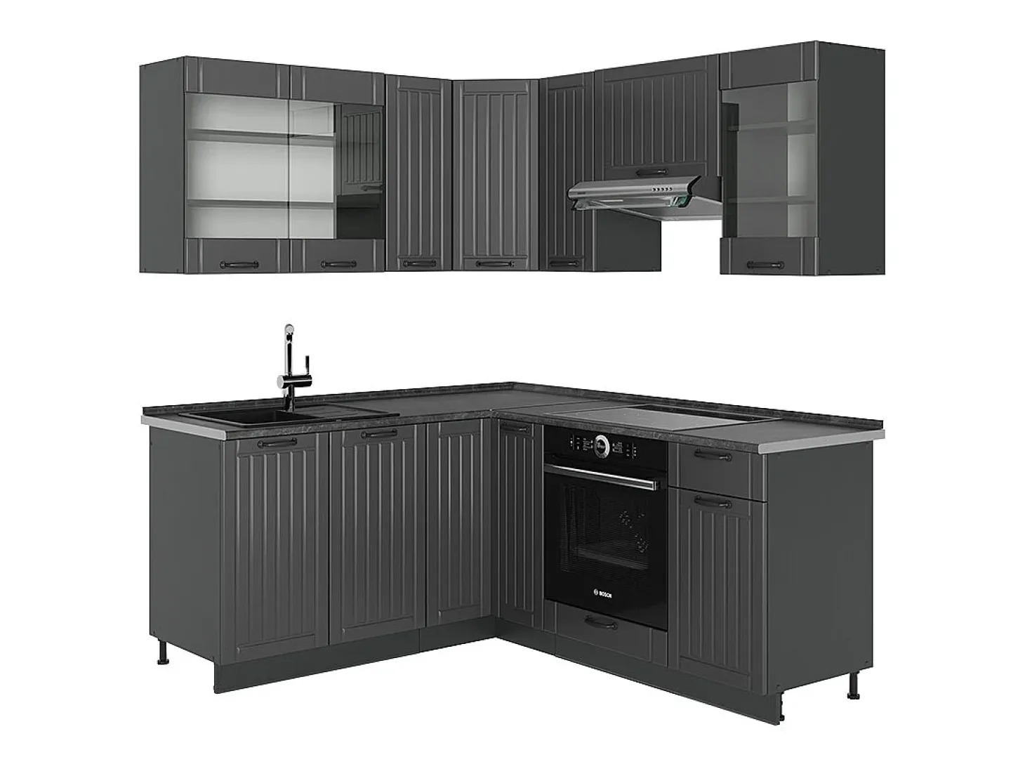 Cocina esquinera gris oscuro 190x60x81.6 fame-line