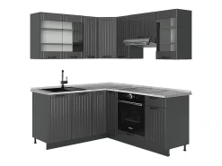 Cocina esquinera gris oscuro 190x60x81.6 fame-line