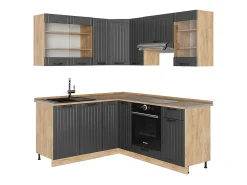Cocina esquinera gris oscuro 190x60x81.6 fame-line