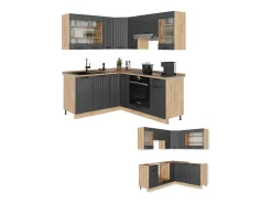 Cocina esquinera gris oscuro 190x46x81.6 fame-line