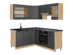 Cocina esquinera gris oscuro 190x46x81.6 fame-line