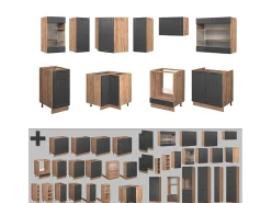Cocina esquinera gris oscuro 190x60x81.6 fame-line