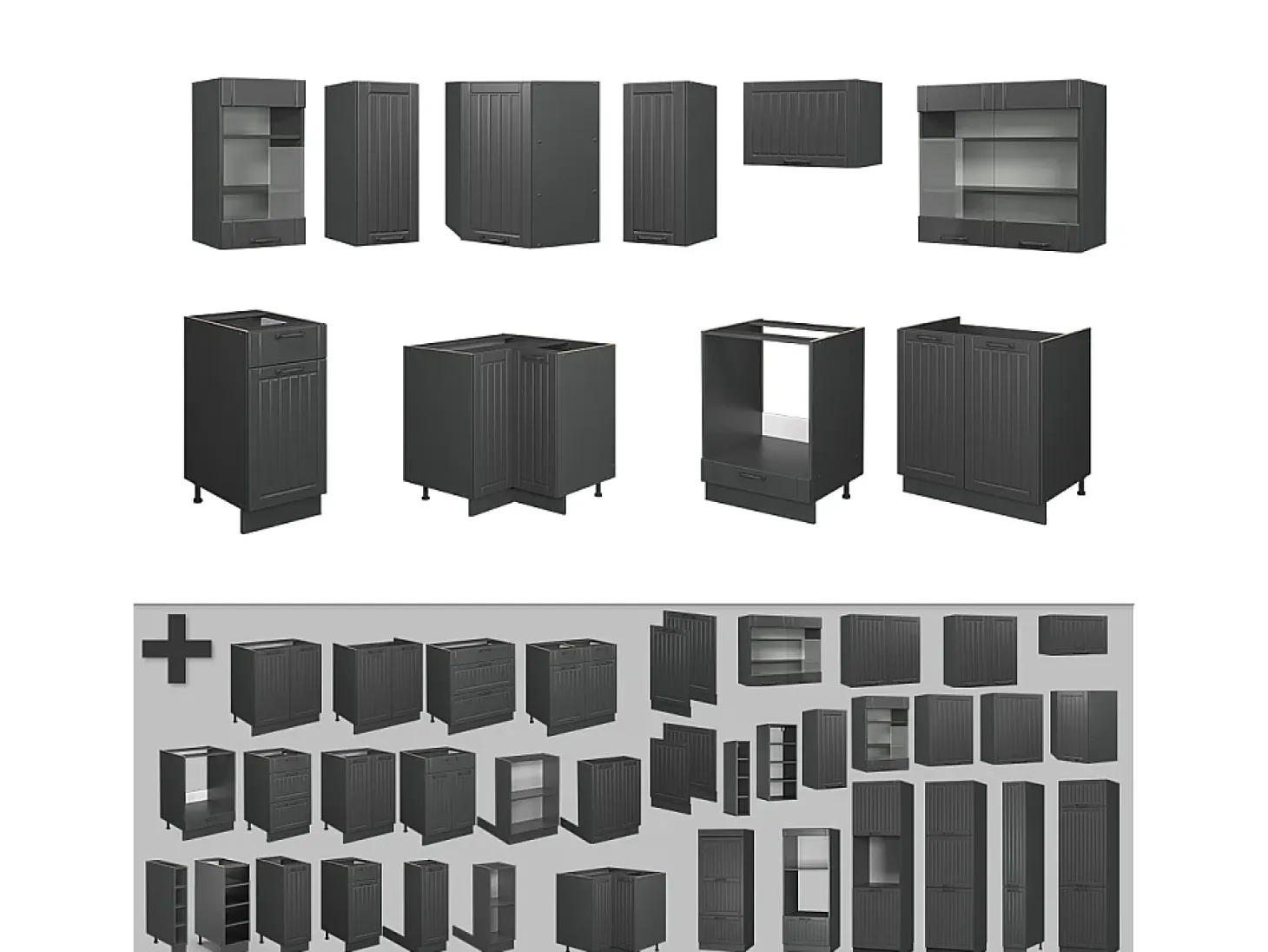 Cocina esquinera gris oscuro 190x60x81.6 fame-line