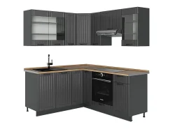 Cocina esquinera gris oscuro 190x60x81.6 fame-line