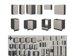 Cocina esquinera gris/beige/antracita 190x60x81.6 fame-line