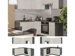 Cocina esquinera gris/beige/antracita 190x60x81.6 fame-line