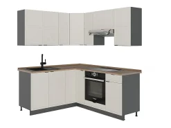 Cocina esquinera gris/beige/antracita 190x60x81.6 fame-line
