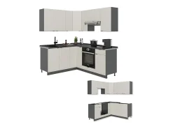 Cocina esquinera gris/beige/antracita 190x60x81.6 fame-line