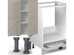 Cocina esquinera gris/beige/blanco 347x60x81.6 fame-line