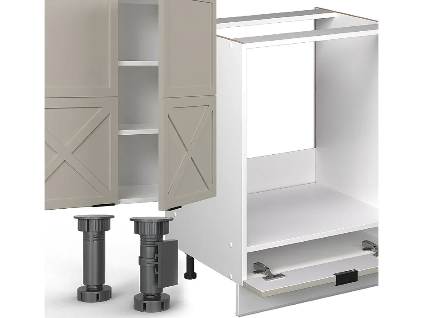 Cocina esquinera gris/beige/blanco 347x60x81.6 fame-line