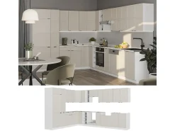Cocina esquinera gris/beige/blanco 347x60x81.6 fame-line