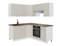 Cocina esquinera gris/beige/blanco 190x60x81.6 fame-line