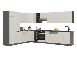 Cocina esquinera gris/beige/antracita 347x60x81.6 fame-line
