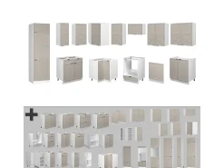 Cocina esquinera gris/beige/blanco 287x60x81.6 fame-line