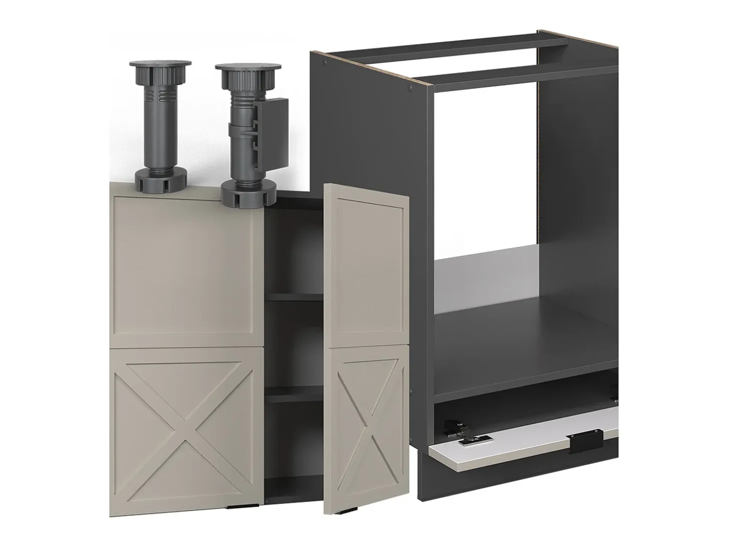 Cocina esquinera gris/beige/antracita 287x46x81.6 fame-line