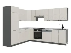 Cocina esquinera gris/beige/antracita 287x46x81.6 fame-line