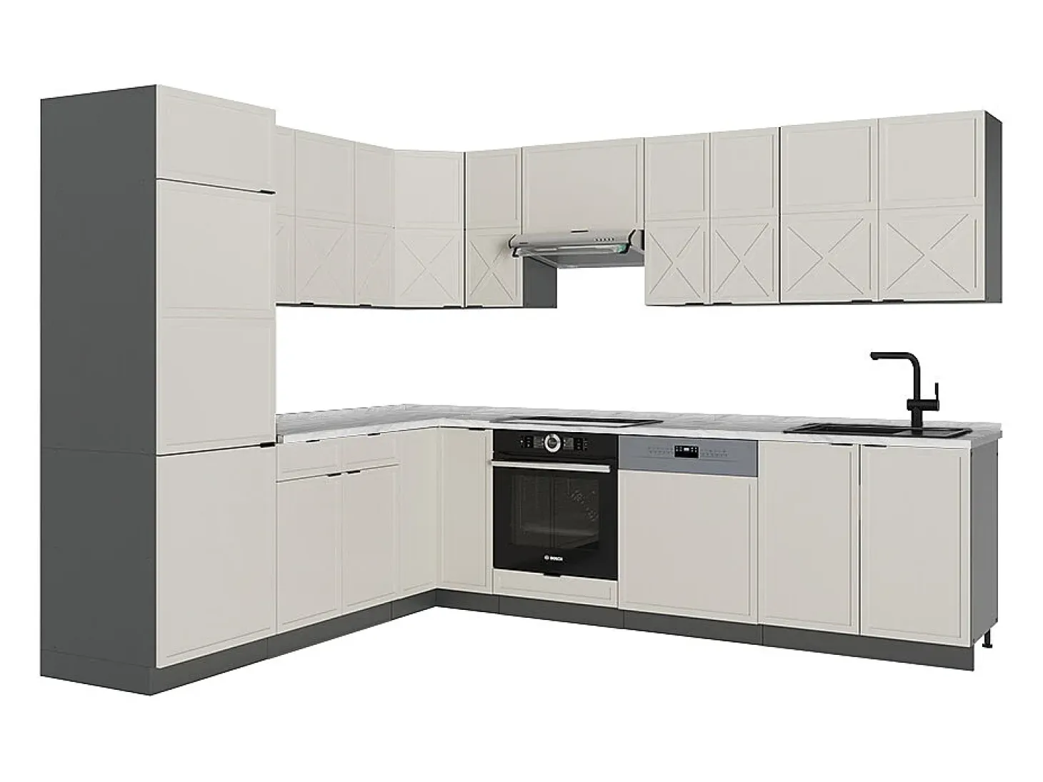 Cocina esquinera gris/beige/antracita 287x46x81.6 fame-line