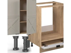 Cocina esquinera gris/beige/roble dorado 347x46x81.6 fame-line