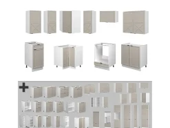 Cocina esquinera gris/beige/blanco 190x60x81.6 fame-line