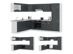 Cocina esquinera hormigón negro/blanco 287x46x81.6 r-line