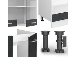 Cocina esquinera hormigón negro/blanco 287x46x81.6 r-line