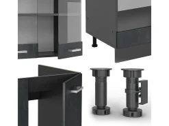 Cocina esquinera hormigón negro/antracita 287x60x81.6 r-line