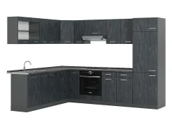 Cocina esquinera hormigón negro/antracita 287x46x81.6 r-line