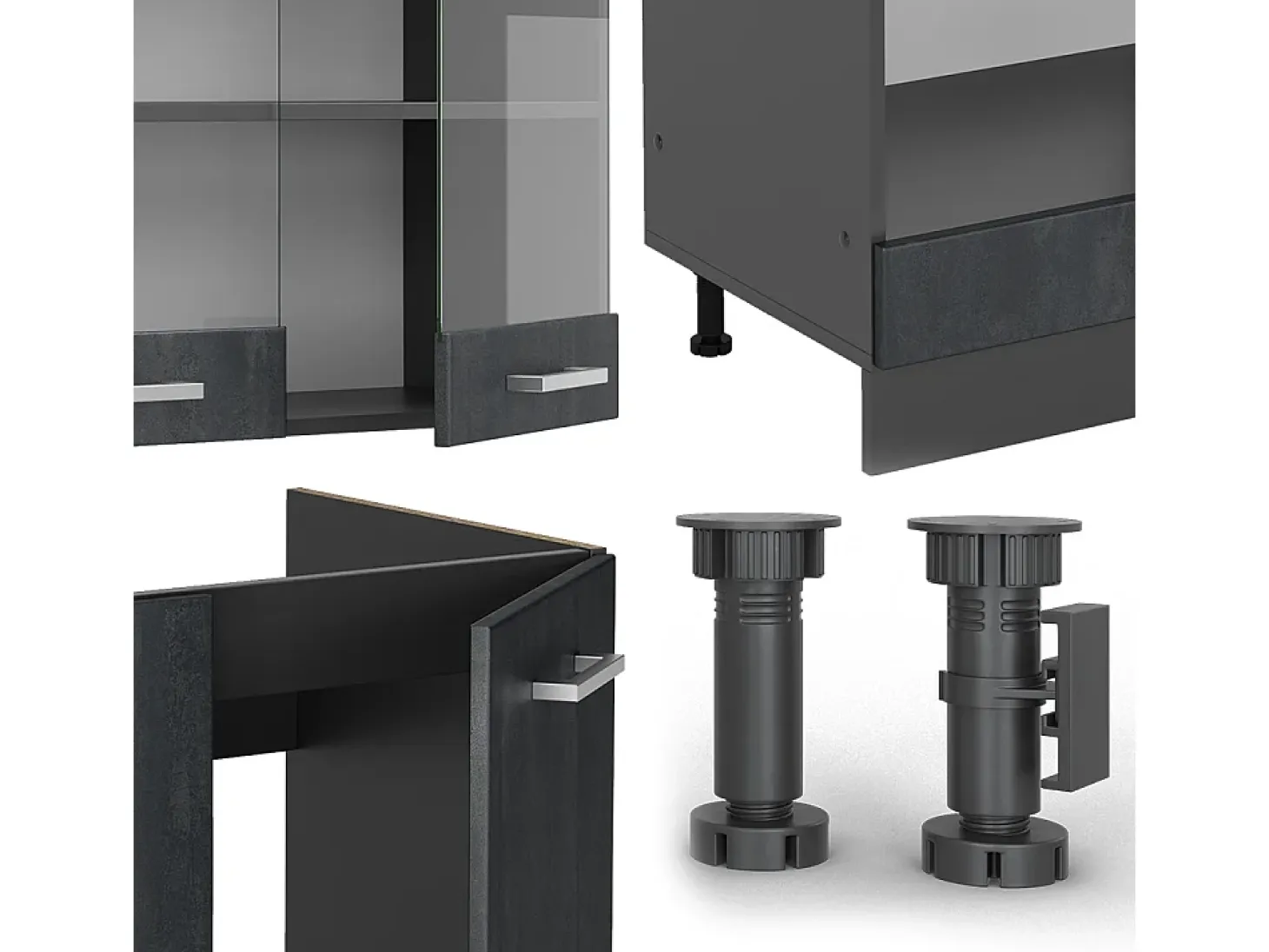 Cocina esquinera hormigón negro/antracita 287x46x81.6 r-line