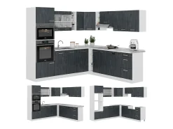 Cocina esquinera hormigón negro/blanco 247x60x81.6 r-line