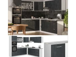Cocina esquinera hormigón negro/blanco 247x60x81.6 r-line