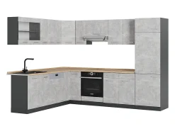 Cocina esquinera hormigón/antracita 287x60x81.6 r-line