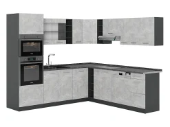 Cocina esquinera hormigón/antracita 247x60x81.6 r-line