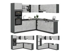 Cocina esquinera hormigón/antracita 247x60x81.6 r-line