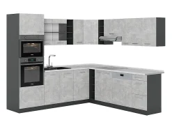 Cocina esquinera hormigón/antracita 247x60x81.6 r-line