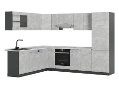 Cocina esquinera hormigón/antracita 287x60x81.6 r-line