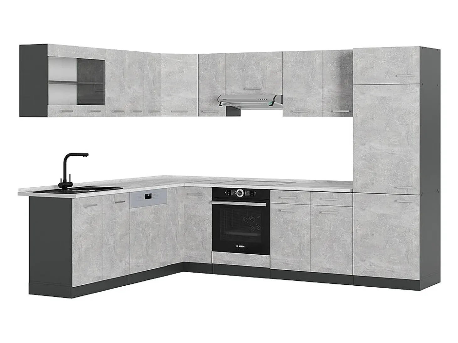 Cocina esquinera hormigón/antracita 287x60x81.6 r-line