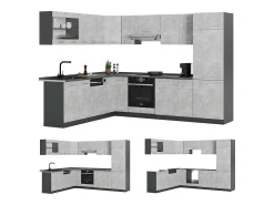 Cocina esquinera hormigón/antracita 287x60x81.6 r-line