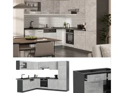 Cocina esquinera hormigón/antracita 287x46x81.6 r-line