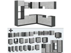 Cocina esquinera hormigón/antracita 247x46x81.6 r-line