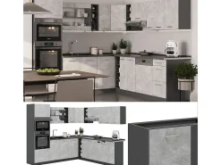 Cocina esquinera hormigón/antracita 247x46x81.6 r-line
