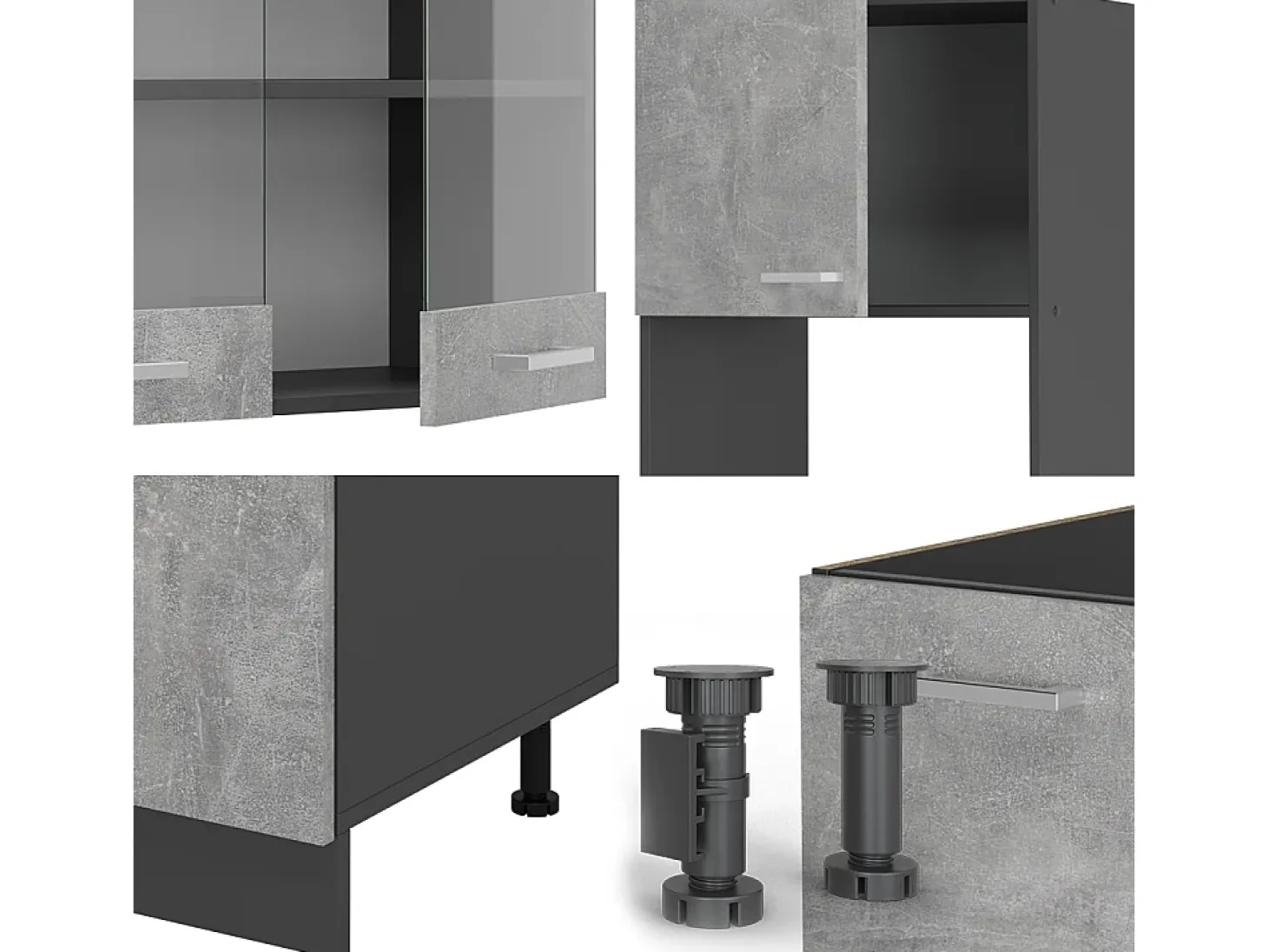 Cocina esquinera hormigón/antracita 247x46x81.6 r-line