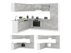 Cocina esquinera hormigón/blanco 287x60x81.6 r-line