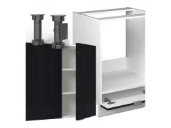 Cocina esquinera negro a rayas/blanco 287x46x81.6 fame-line