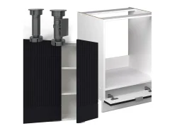 Cocina esquinera negro a rayas/blanco 190x46x81.6 fame-line