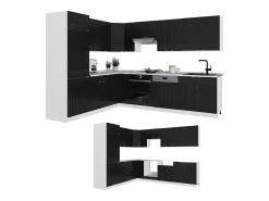 Cocina esquinera negro a rayas/blanco 287x60x81.6 fame-line