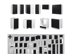 Cocina esquinera negro a rayas/blanco 190x60x81.6 fame-line