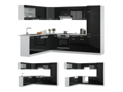 Cocina esquinera negro brillo/blanco 287x60x81.6 r-line