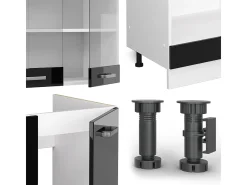 Cocina esquinera negro brillo/blanco 287x60x81.6 r-line