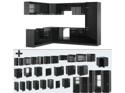 Cocina esquinera negro/antracita de alto brillo 287x60x81.6 r-line